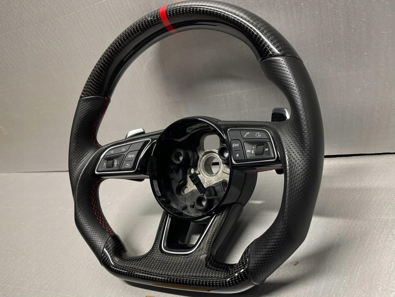 Audi A5 9F (2015–2019) Steering Wheel with Paddle Shifters Carbon Leather with Red Accents